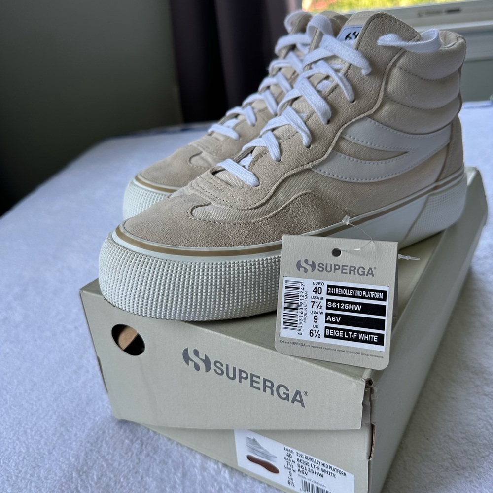 Superga Women’s beige & white high tops